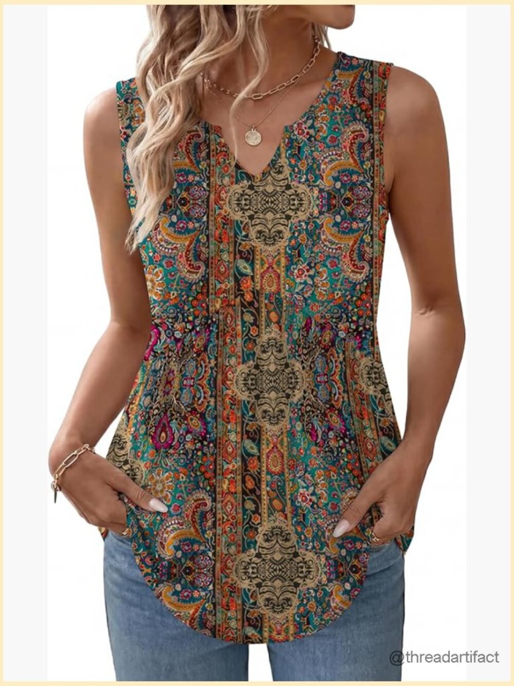 Sleeveless Tank Top Flowy Peplum V Neck Boho Beach Summer Blouse - Picture 1 of 7